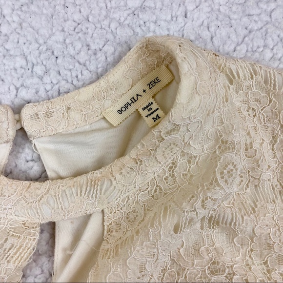 Sophia + Zeke Cream Eyelash Lace Fitted Dress - Picture 4 of 7